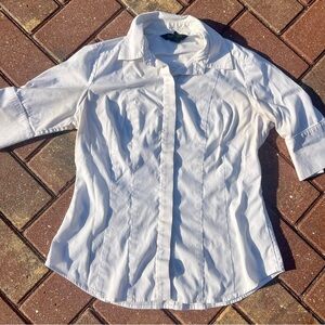 White House Black Market White Button Down Shirt